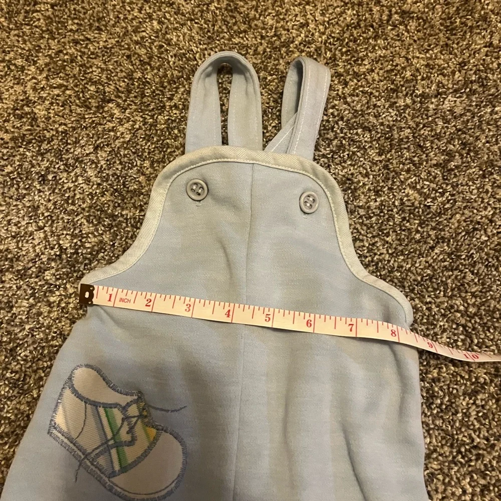 Vintage Health-Tex Overalls Outfit 18 Month Boy Blue Shoe USA Made Striped‎ 90s